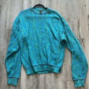 Colors by Alexander Julian Turquoise Cable Knit Vintage Sweater